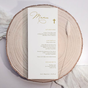 Menu Cruz de Ouro Elegante Simples Moderno Batismo