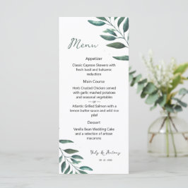 Menu Curso de Jantar com Aquarela Botânica Moderna