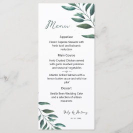 Menu Curso de Jantar com Aquarela Botânica Moderna