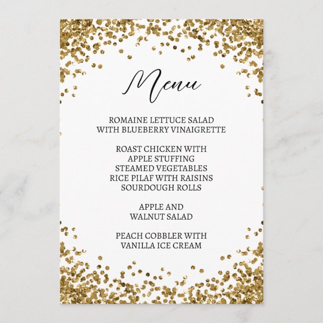 Menu Curved Gold Glitter White (Frente)