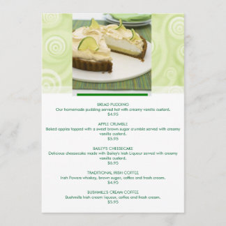 Menu customizável da sobremesa do tema verde