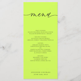 Menu Cyber Lime Jet Black Simple Script Wedding Dinner