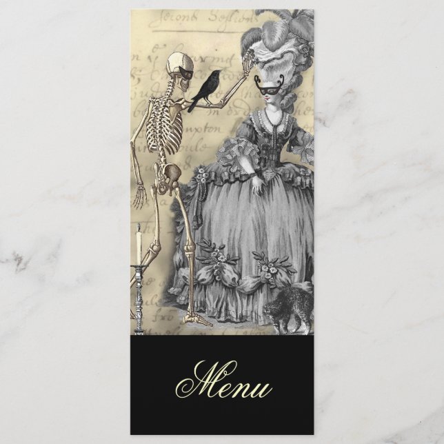 Menu da bola de mascarada do Dia das Bruxas (Frente)