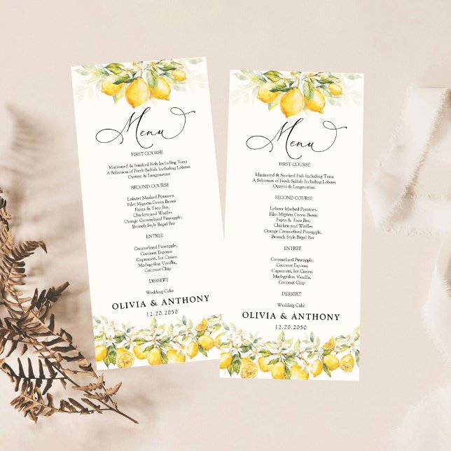 Menu da Cerimônia de Casamento de Citros Verdes-li (Criador carregado)