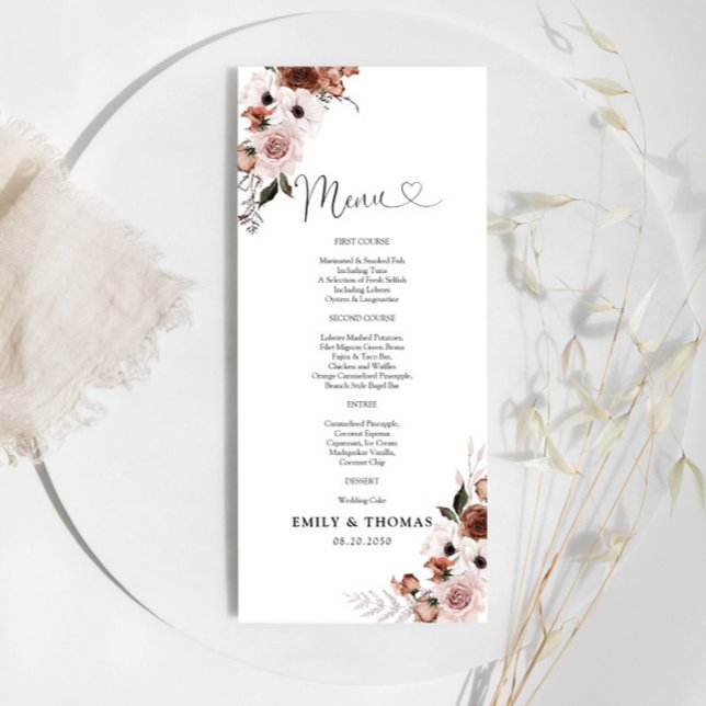 Menu da Cerimônia de Casamento Floral da Seda (Criador carregado)
