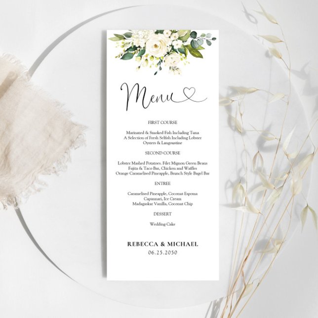 Menu da Cerimônia de Casamento Floral de Rosas Bra (Criador carregado)