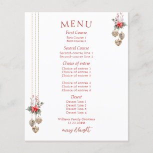 Menu da festa de Natal Mistletoed Red Posh