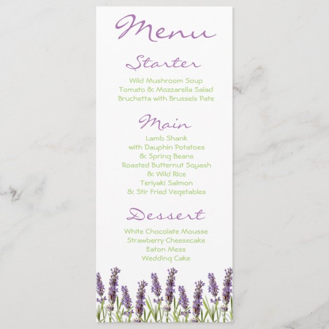 Menu da lavanda (Frente)