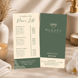 Menu da Lista de Preços de Esteticista do Spa de T