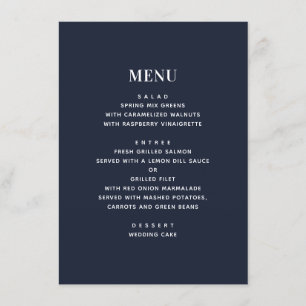 Menu Dálias. Casamento floral do marinho. Flores azuis
