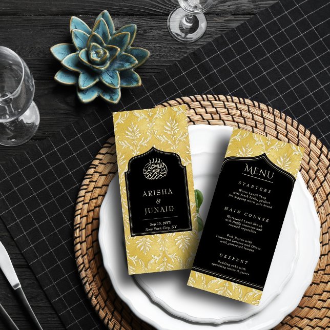 Menu Damasco Dourado Islâmico Real Casamento Muçulmano (Criador carregado)