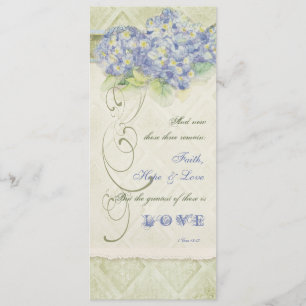 Menu Damasco floral do redemoinho do Hydrangea azul do