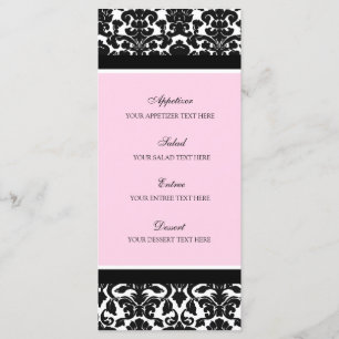 Menu Damasco Preto Cor-de-Rosa do Casamento