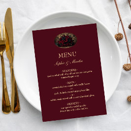 Menu Dark Gothic Romance Burgundy Custom Photo Wedding