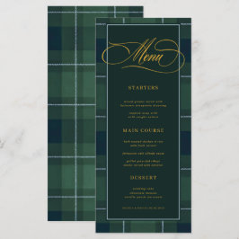 Menu Dark Green Tartan Polo Plaid Check Vintage Wedding