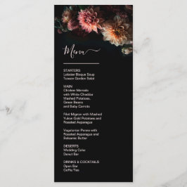 Menu Dark Moody Flowers Chrysanthemum Wedding