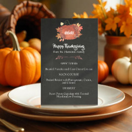 Menu de Ação de Graças da Pumpkin com Aquarela Per