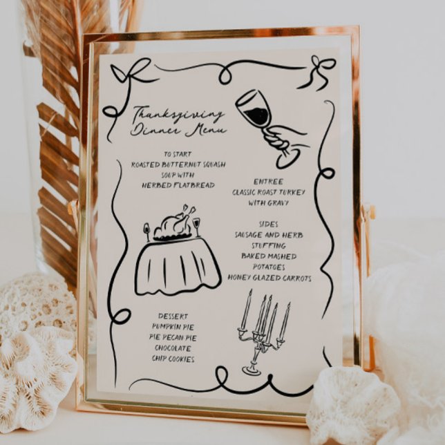 Menu de Ação de Graças Desenhado à Mão (Criador carregado)