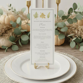 Menu de Ação de Graças Elegante Folhas de Outono