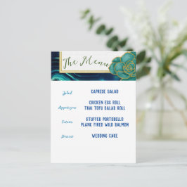 Menu de Agate Floral Azul e Teal