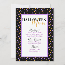 Menu de Aniversário de Confetes de Halloween