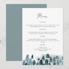 Menu de Árvore de Pinheiro em Aquarela Azul Ardósi