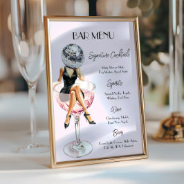 Menu de Bar da Garota Coquetel Disco Personalizado