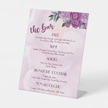 Menu de Bar de Casamento de Pensão Rosa