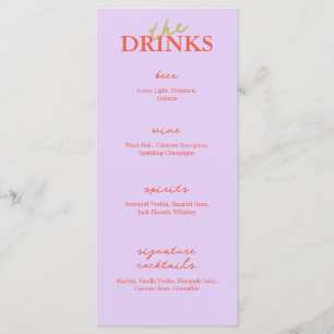 Menu de Bar de Casamento Moderno Minimalista Men