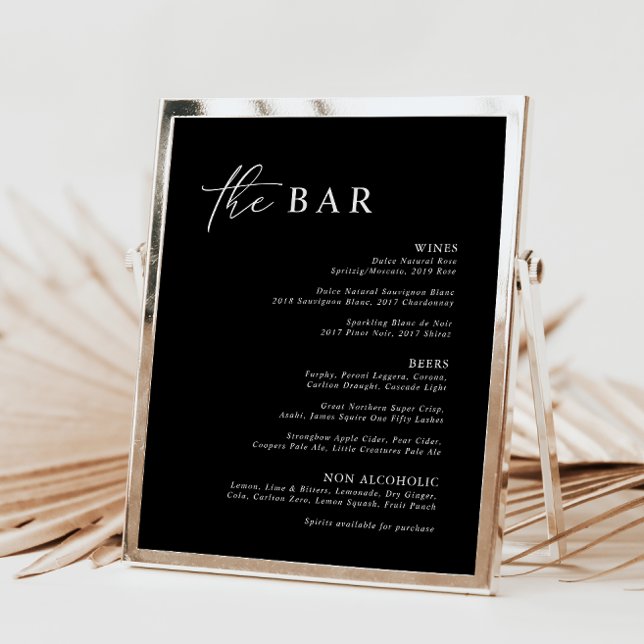 Menu de Bar Mínimo Negro Elegante (Criador carregado)