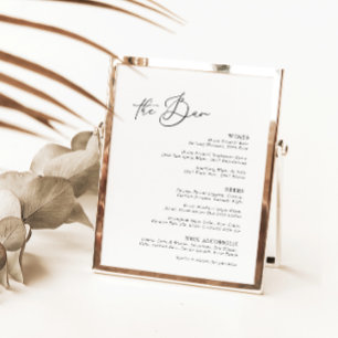 Menu de Bar Mínimo Preto e Branco