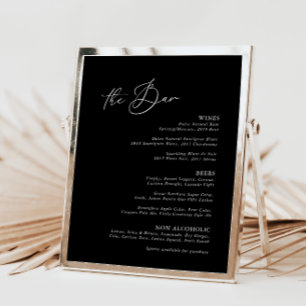 Menu de Bar Negra Minimalista Moderno