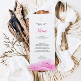Menu de Batismo de Menina com Tinta Alcoólica Rosa