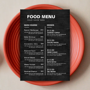 Menu de Bebida de Comida do Restaurante do Chalkbo