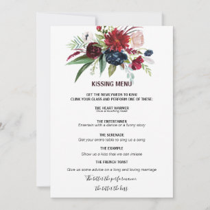 Menu de Beijing Floral do Marinho Burgundy Moderno