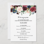 Menu de Beijinho Russo do outono<br><div class="desc">Este cardápio de beijos arrojados deslumbrantes no outono é perfeito para uma recepção de casamento moderna. A design apresenta flores brilhantes,  vermelhas,  marinhos,  azuis e esbranquiçadas radiantes e graciosas pintadas à mão,  inspiradoras beleza natural.</div>