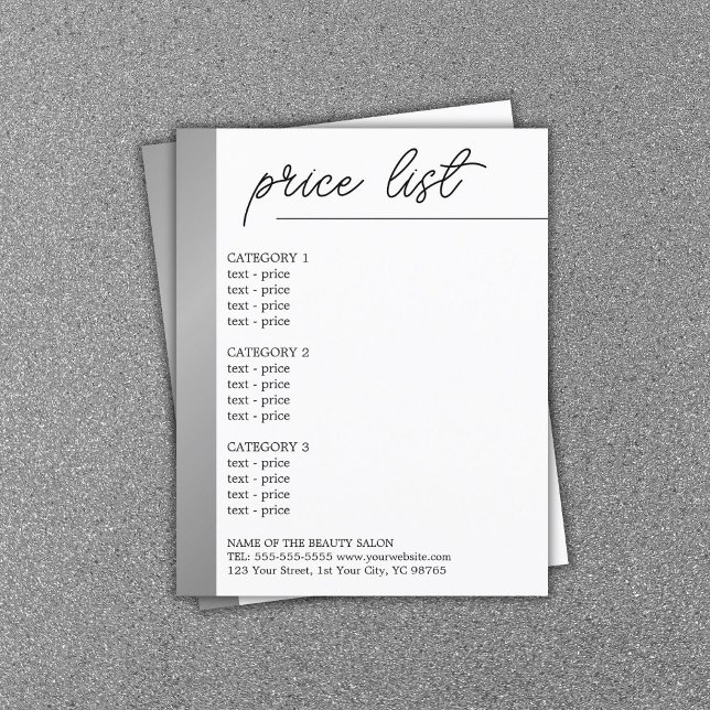 Menu de Beleza Minimalista com Linha Prateada Fals (Criador carregado)