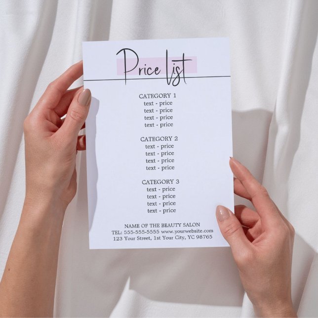 Menu de Beleza Rosa Branca Elegante e Sofisticado (Criador carregado)