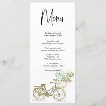 Menu de Bicicleta para Casamento, Aniversário ou E