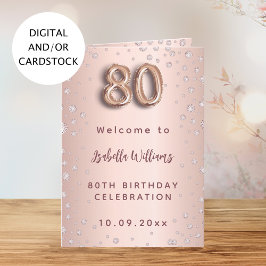 menu de boas-vindas de rosa de aniversário de 80