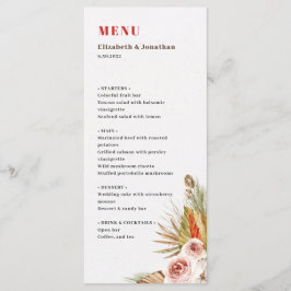 Menu de boho romântico das flores secas do deserto