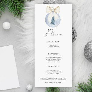 Menu de bola de arco de inverno elegante aquarela