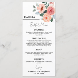 Menu de Buffet de Casamento Floral com Nome do Con