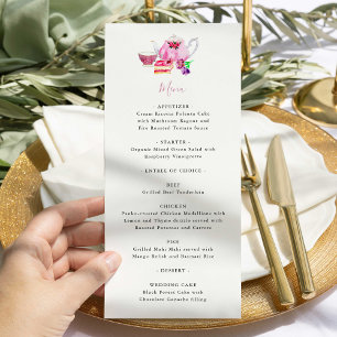 Menu de bule rosa poeirento cor-de-rosa poeirento