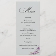 Menu de Caligrafia Elegante Flor de Lilás