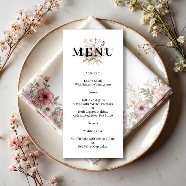 Menu de Caligrafia Floral de Primavera (Criador carregado)