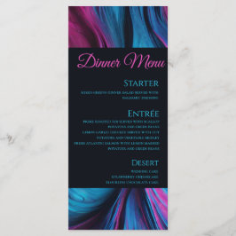 Menu de Casamento - Abstrato moderno azul e rosa-