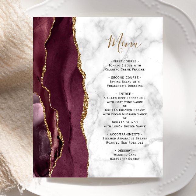 Menu de Casamento Agate Marble, Agate Dourado Burg (Criador carregado)