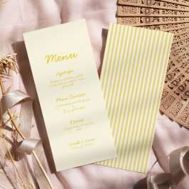Menu de Casamento Amarelo da Manteiga Moderna