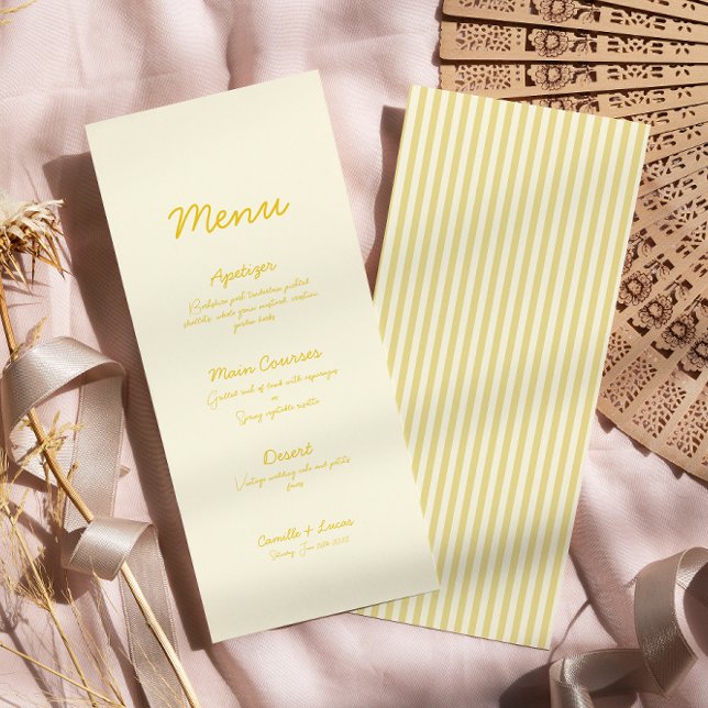 Menu de Casamento Amarelo da Manteiga Moderna (Criador carregado)